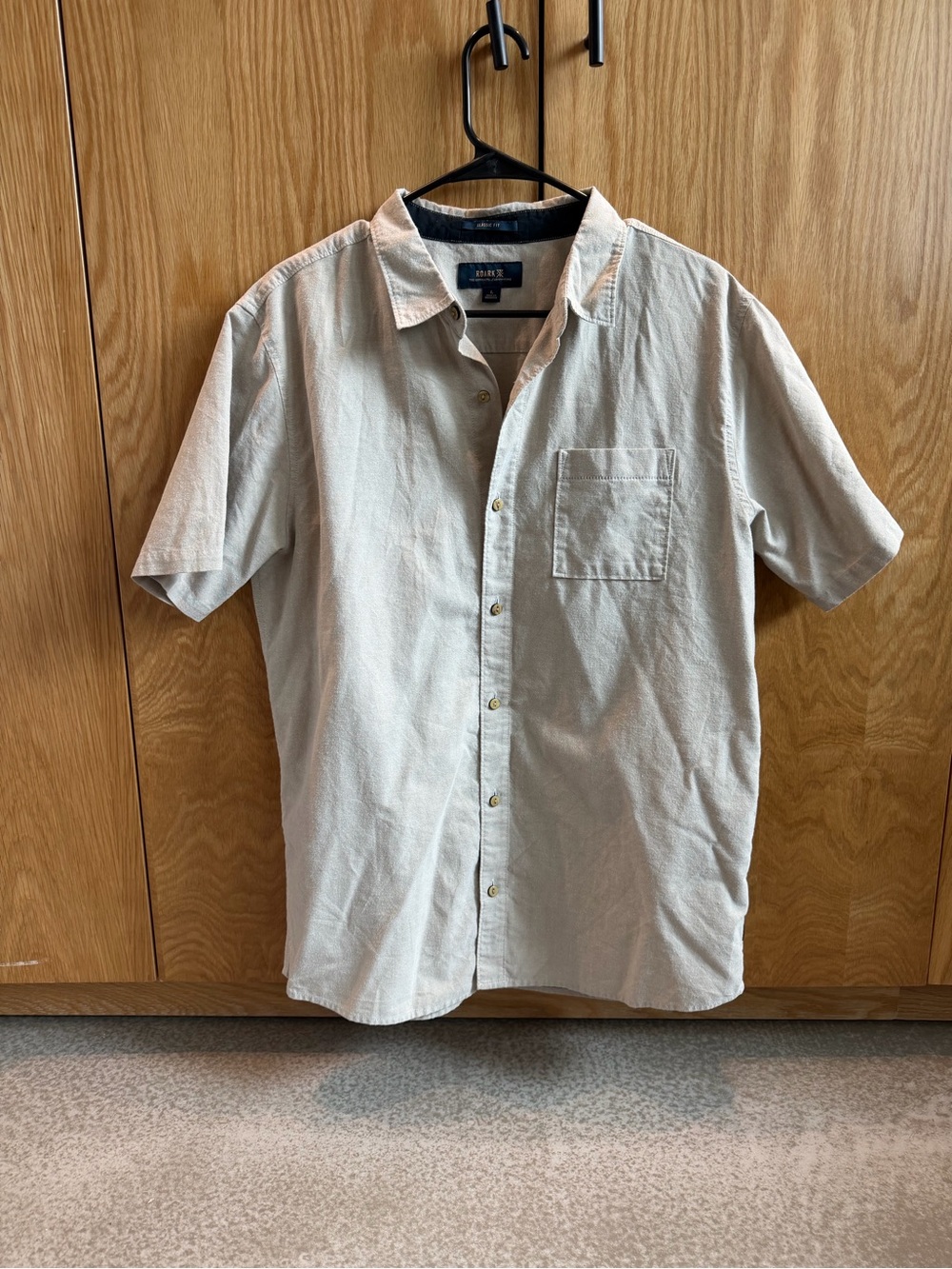 Roark Short-Sleeve Button-Down Shirt in Light Beige